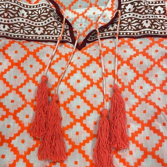 J Crew SZ Summer Boho Block Print Shirt - Picture 2 of 6